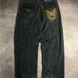 Rare Y2K True Religion Embroidered Jeans - Joey Fit - Buddha Graphic - 40x34